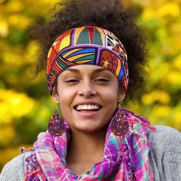 2 Pairs African Faux Leather Earrings and 2 Pcs African Headbands ( 4pcs… - Picture 5 of 7